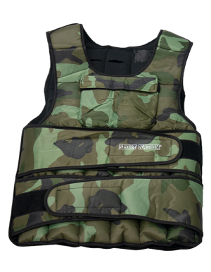 Sport Nation Adjustable Weight Vest with front pocket 10 kilo, Camo